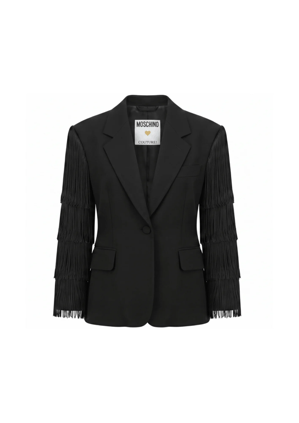 BLACK FRINGED BLAZER