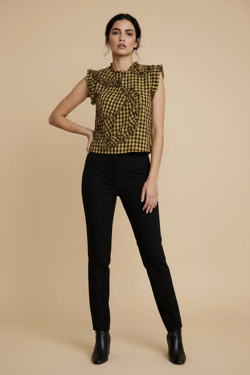 ASYMMETRICAL RUFFLED BLOUSE