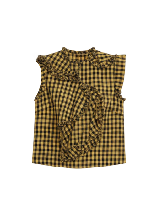 ASYMMETRICAL RUFFLED BLOUSE