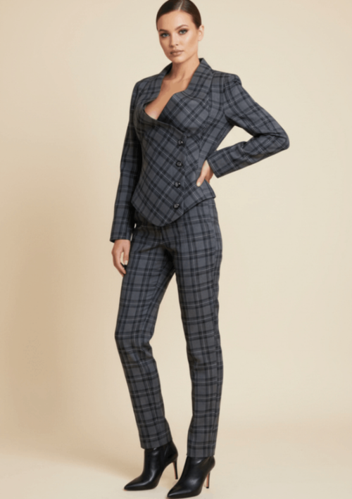 GRAUER SCHOTTISCHER TARTAN-MANTEL