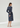 BLUE SILK LONG-SLEEVED DRESS