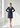 BLUE SILK LONG-SLEEVED DRESS
