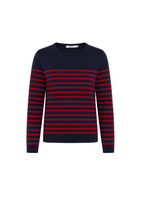 NAVY & RED STRIPED PULLOVER