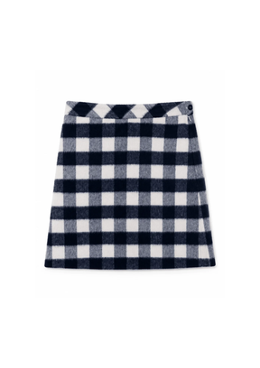 NAVY WOOL A-LINE MINI SKIRT