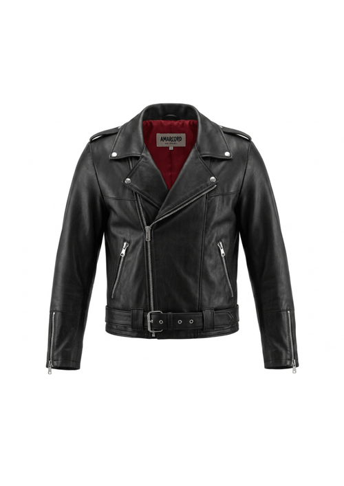 BLACK LEATHER BIKER JACKET