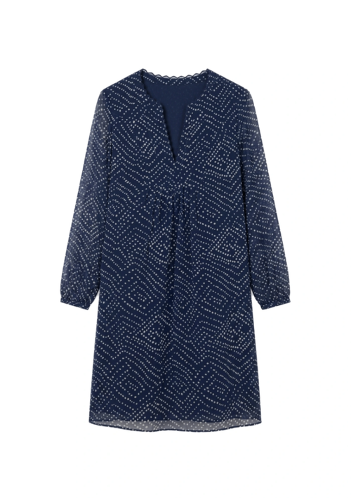 NAVY ARIA SILK DRESS