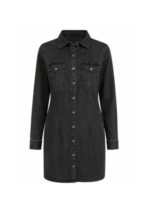 BUTTON DOWN DENIM MINI DRESS