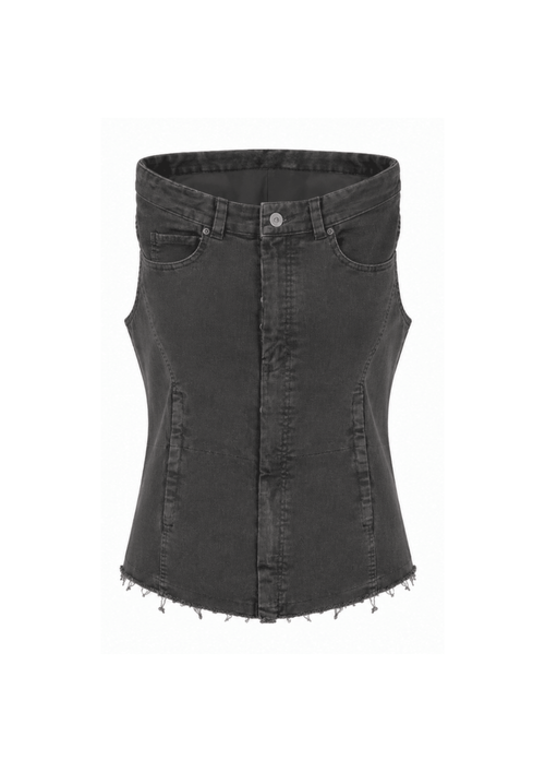 BLACK UPCYCLED BIKER VEST