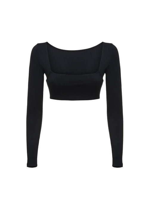 BLACK LONG SLEEVE CROPPED TOP