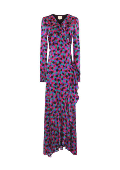 Robe enveloppante en soie jacquard