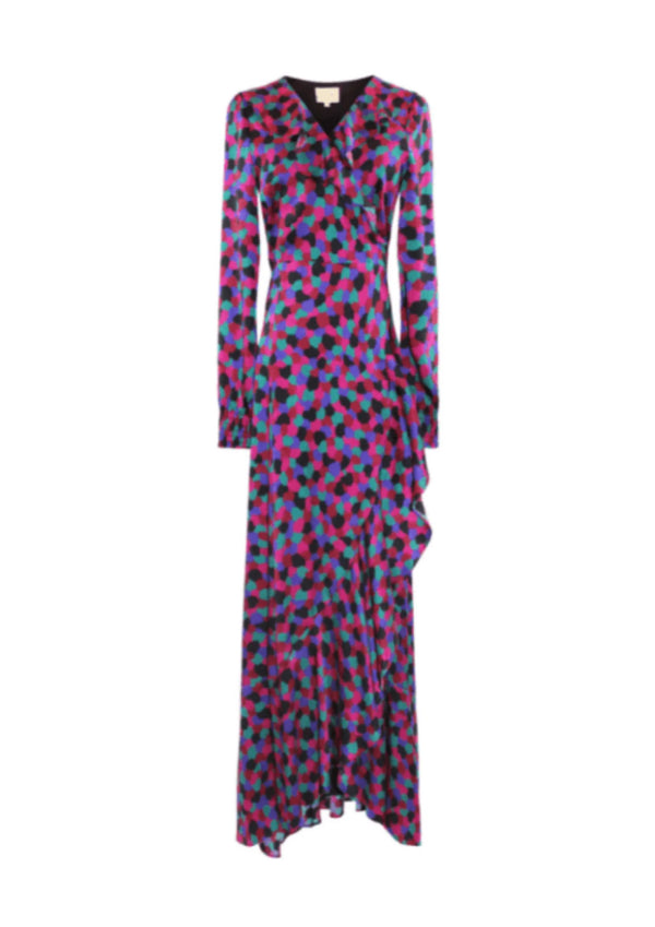 Robe enveloppante en soie jacquard