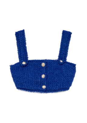 BLUE TWEED CROP TOP