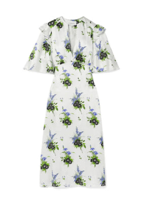 Weißes Blumenkleid mit Midi