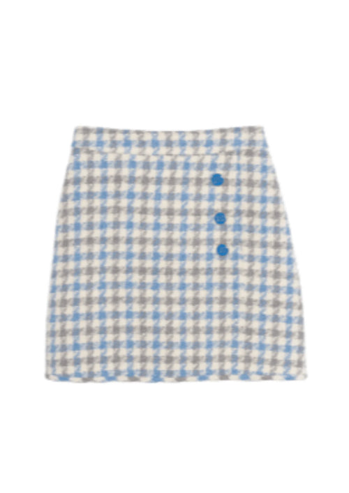 BLUE TWEED MINI SKIRT