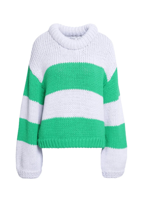Pull rayé blanc et vert