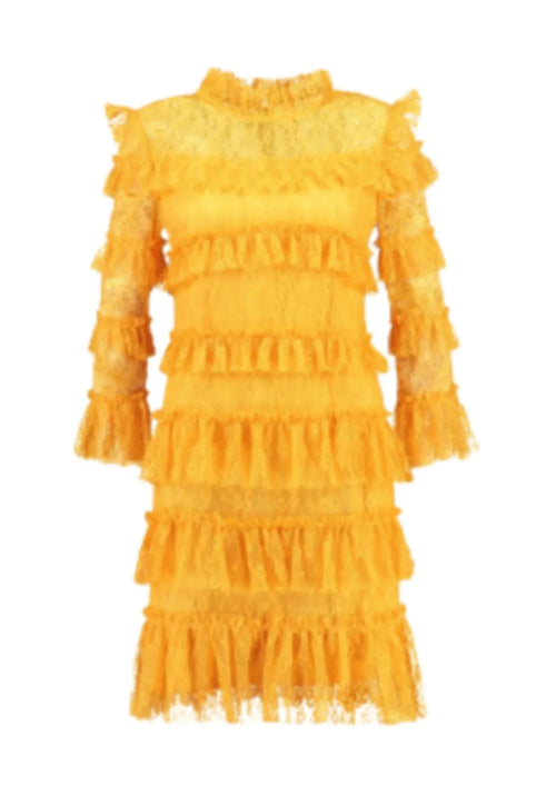 Gelbes Minikleid mit Rüschen