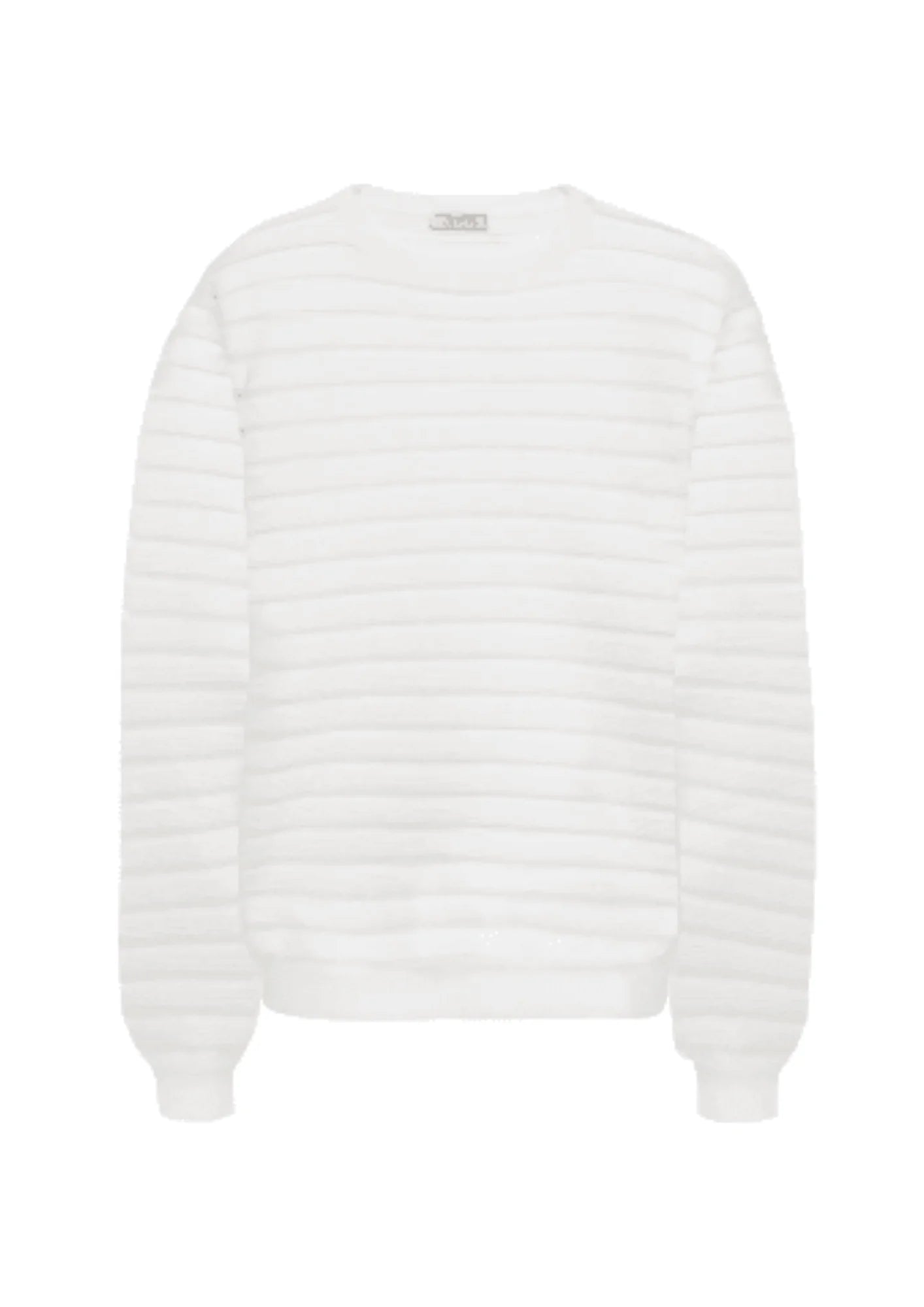 WHITE MESH-TRIMMED KNITTED SWEATER