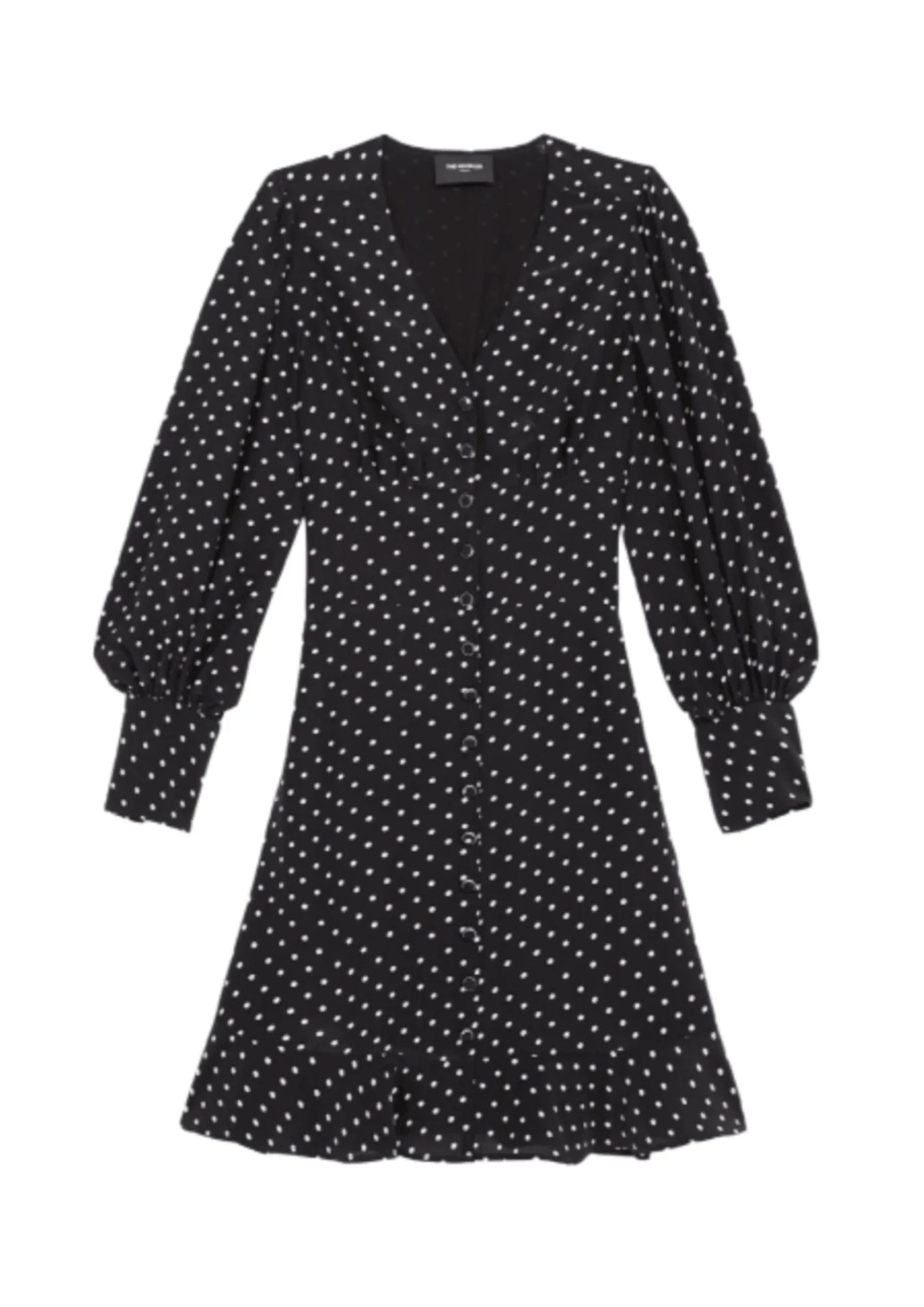 Schwarzes Kleid mit Polka -Punkten