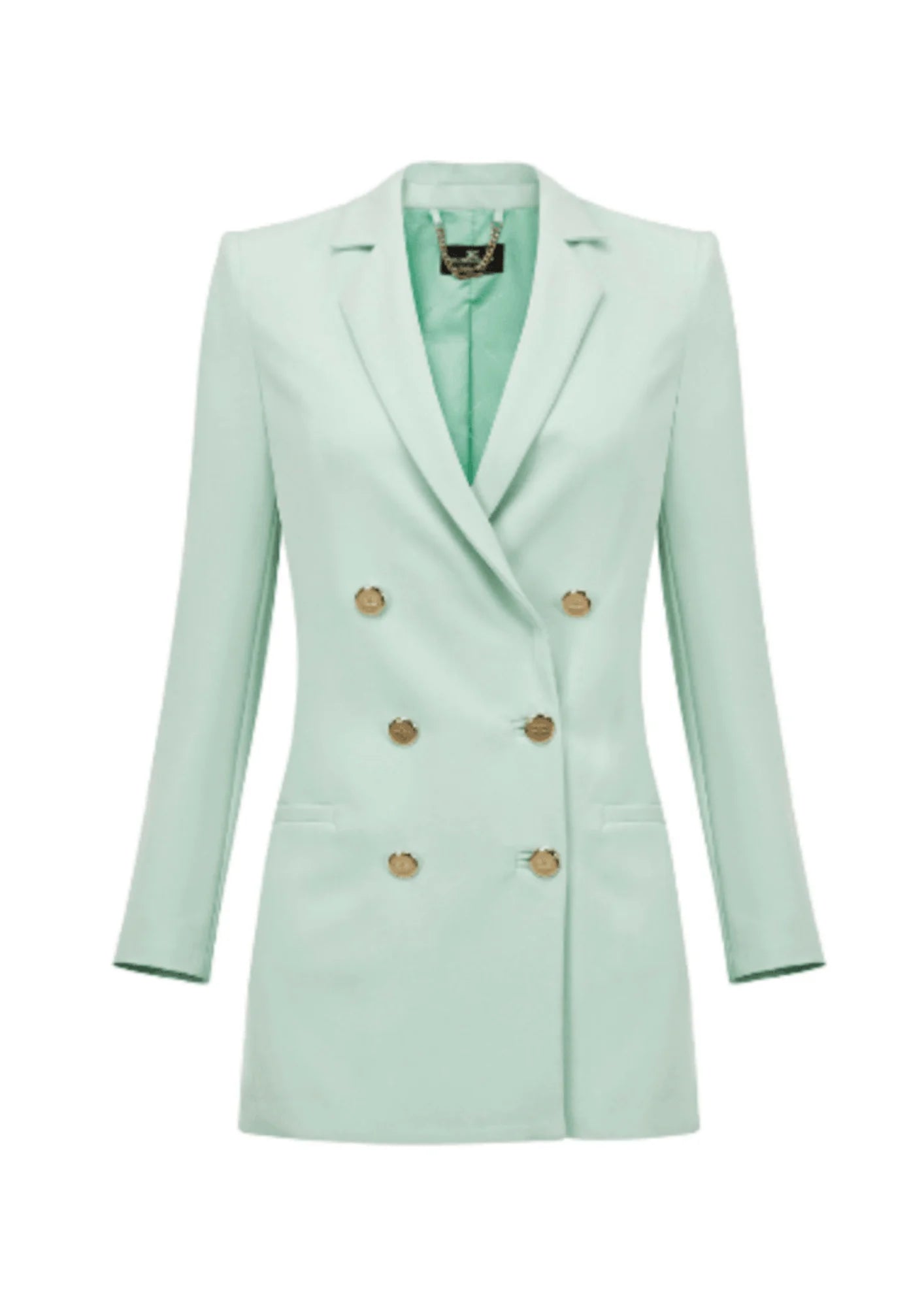 PASTEL GREEN LONG DOUBLE-BREASTED JACKET
