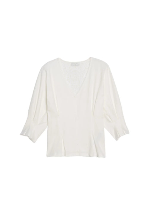 Weißes T-Shirt mit Spitzendetails