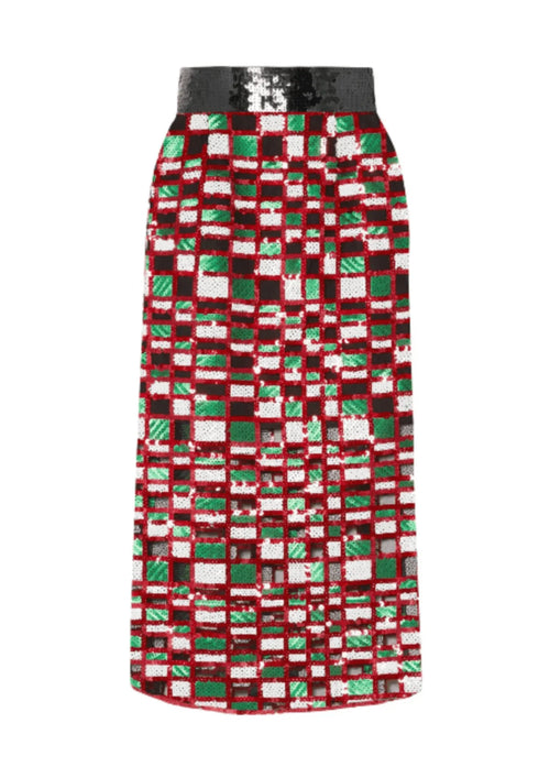 CHECKERED SEQUINED SKIRT