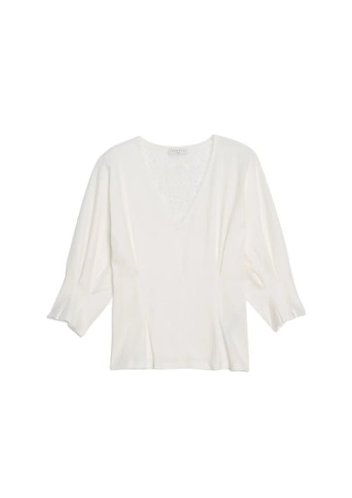 Weißes T-Shirt mit Spitzendetails