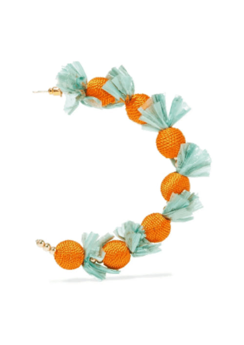 Boucles d'oreilles en faux raffia orange