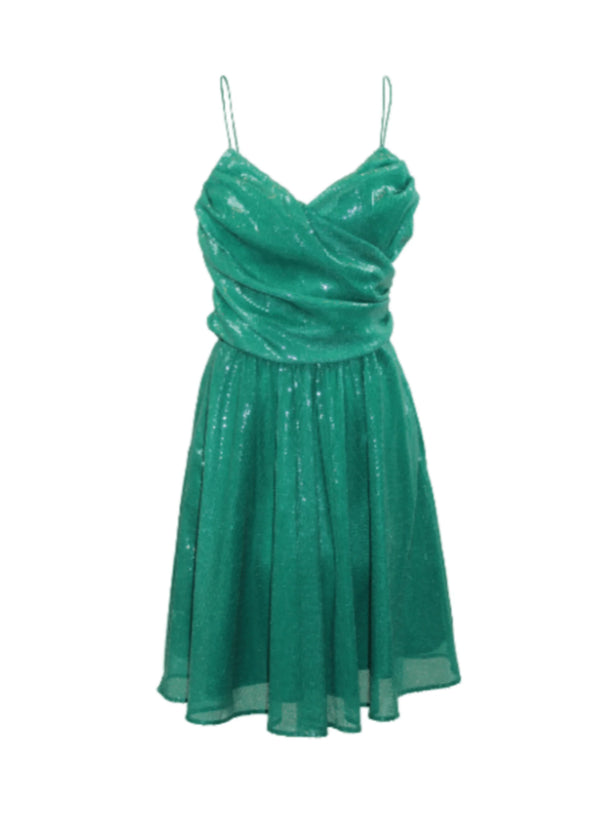 Mini-robe à paillettes vert foncé