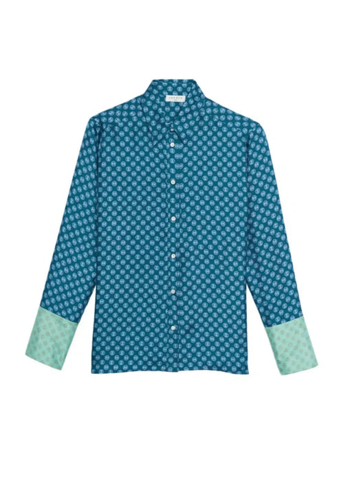 Chemise imprimée bleu et vert