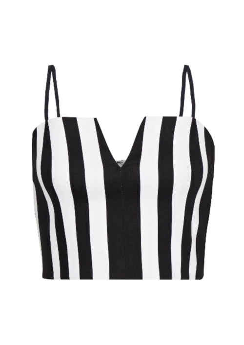 BLACK & WHITE CROPPED STRIPED TOP