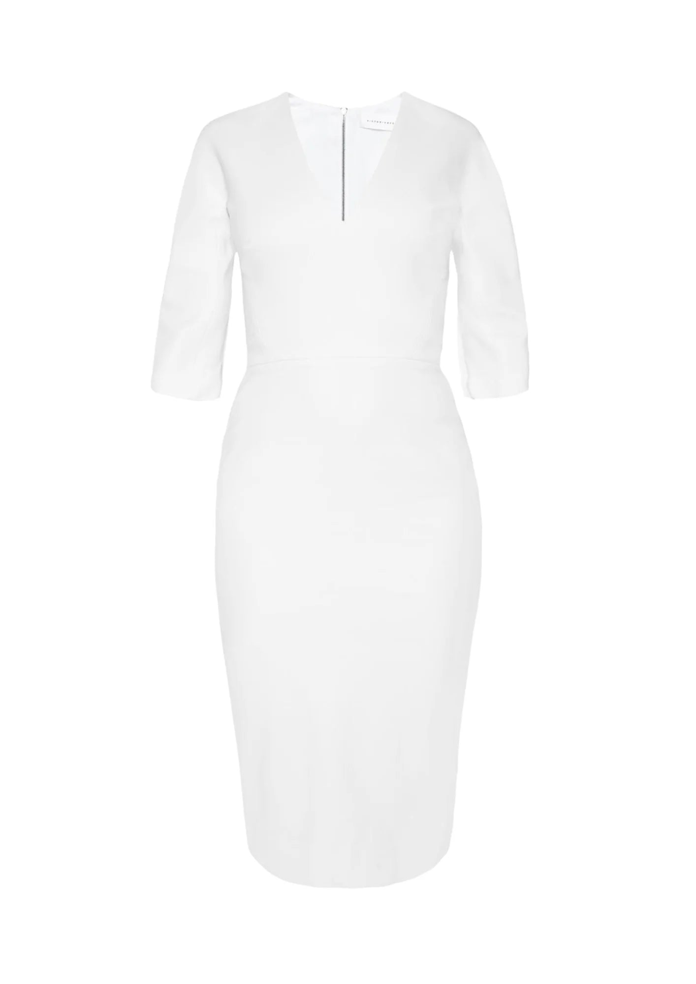 WHITE V-NECK SHEATH DRESS