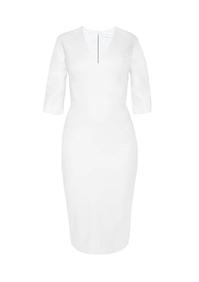 Weißes V-Ausschnitt-Scheidekleid