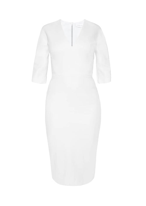 Weißes V-Ausschnitt-Scheidekleid