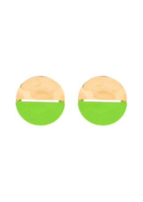 GREEN AND GOLD ROUND EARRINGS