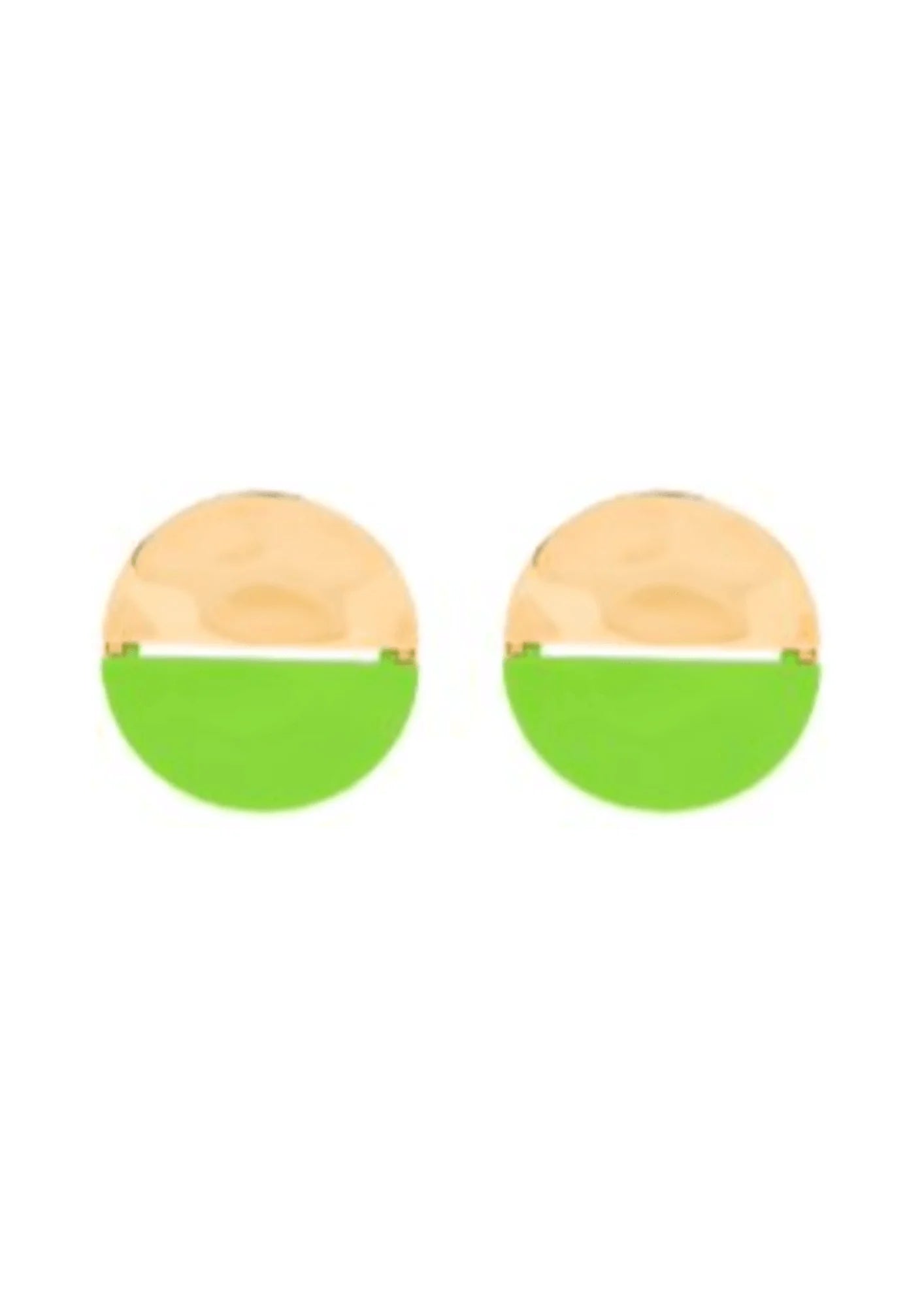 GREEN AND GOLD ROUND EARRINGS