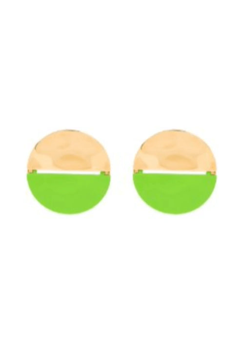 GREEN AND GOLD ROUND EARRINGS