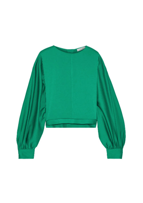 GREEN SATIN BLOUSE