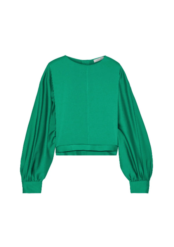 GREEN SATIN BLOUSE