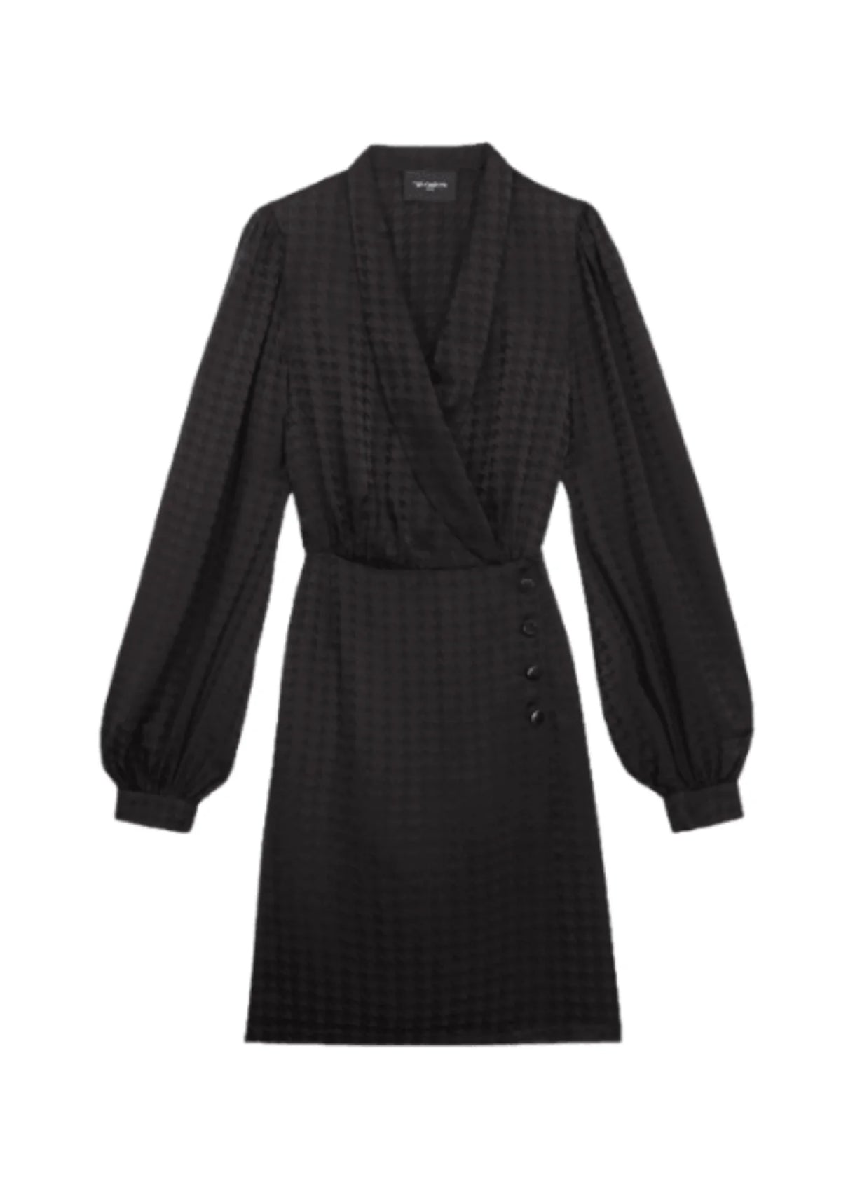 Schwarzes, verdrehtes Jacquard -Kleid
