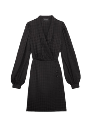 Schwarzes, verdrehtes Jacquard -Kleid