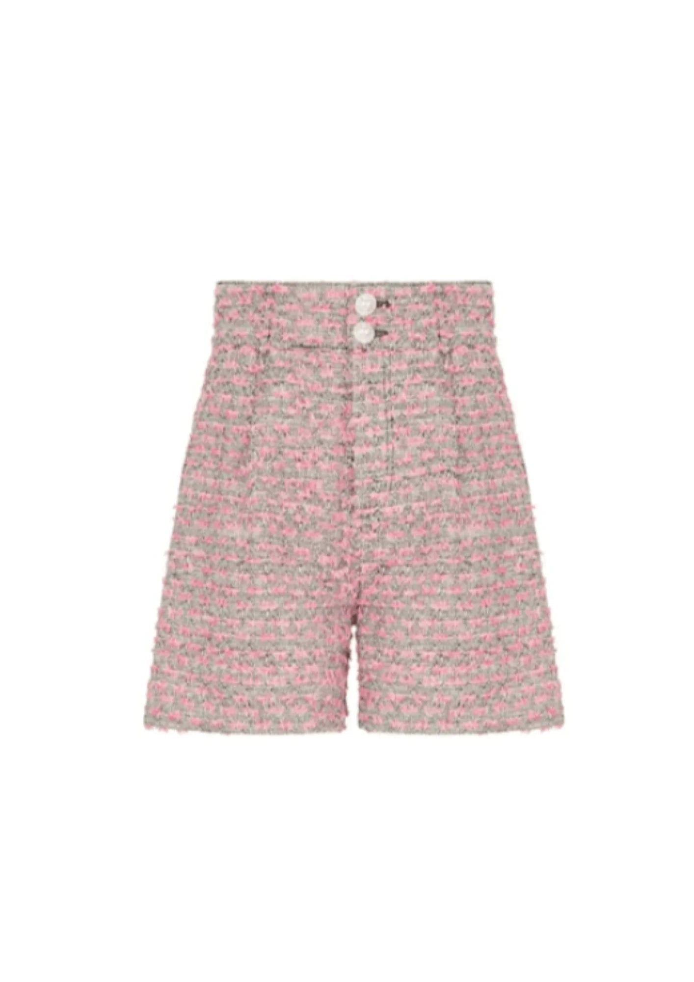 Pink Baumwollblende Tweed-Shorts
