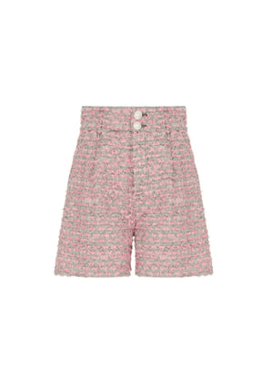 Pink Baumwollblende Tweed-Shorts
