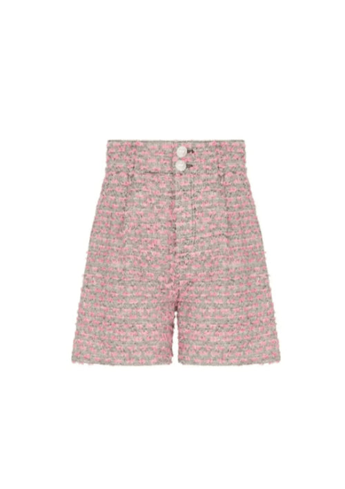PINK COTTON-BLEND TWEED SHORTS
