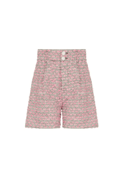 Shorts en tweed rose en coton-mélange