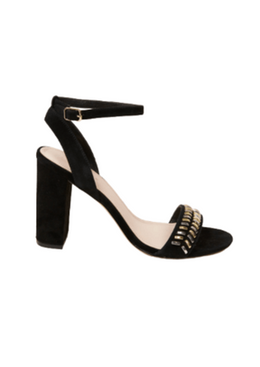 BLACK HIGH-HEELED SANDALS