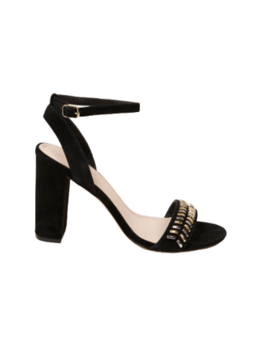 BLACK HIGH-HEELED SANDALS