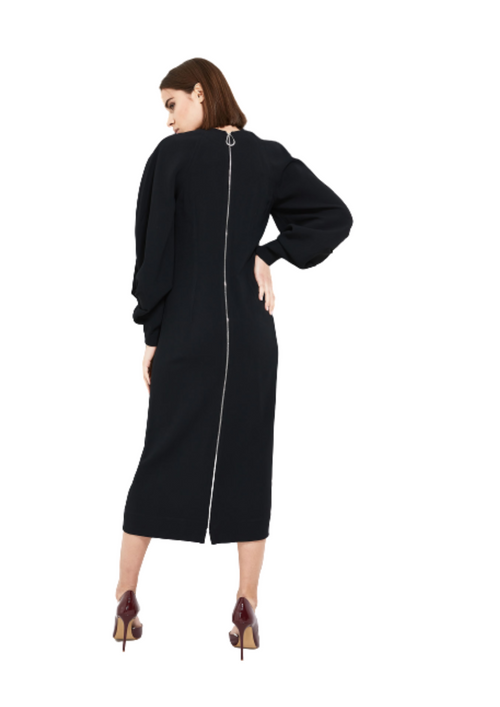 Schwarzes Midi -asymmetrisches Kleid