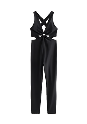 SCHWARZER JUMPSUIT MIT CUT-OUTS