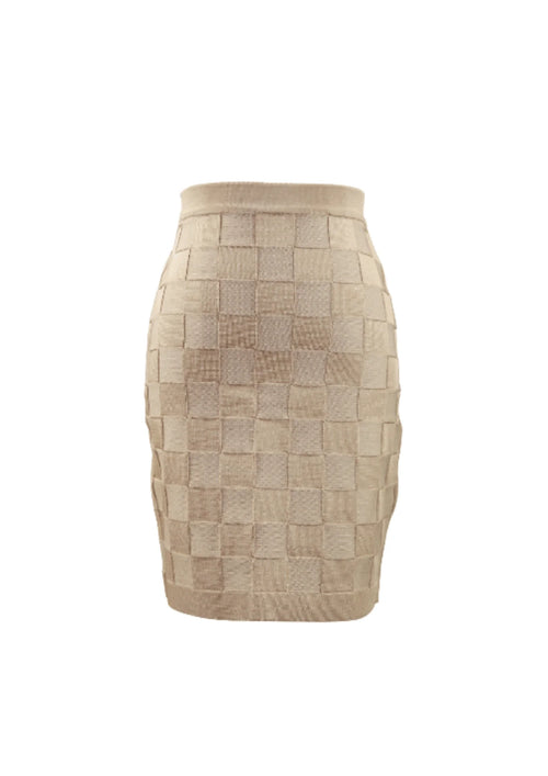 Jupe à damier beige