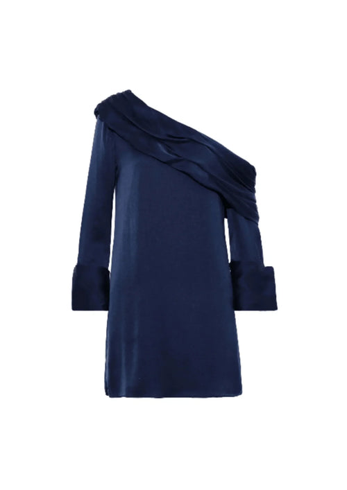 Dunkelblaues One-Shoulder-Kleid